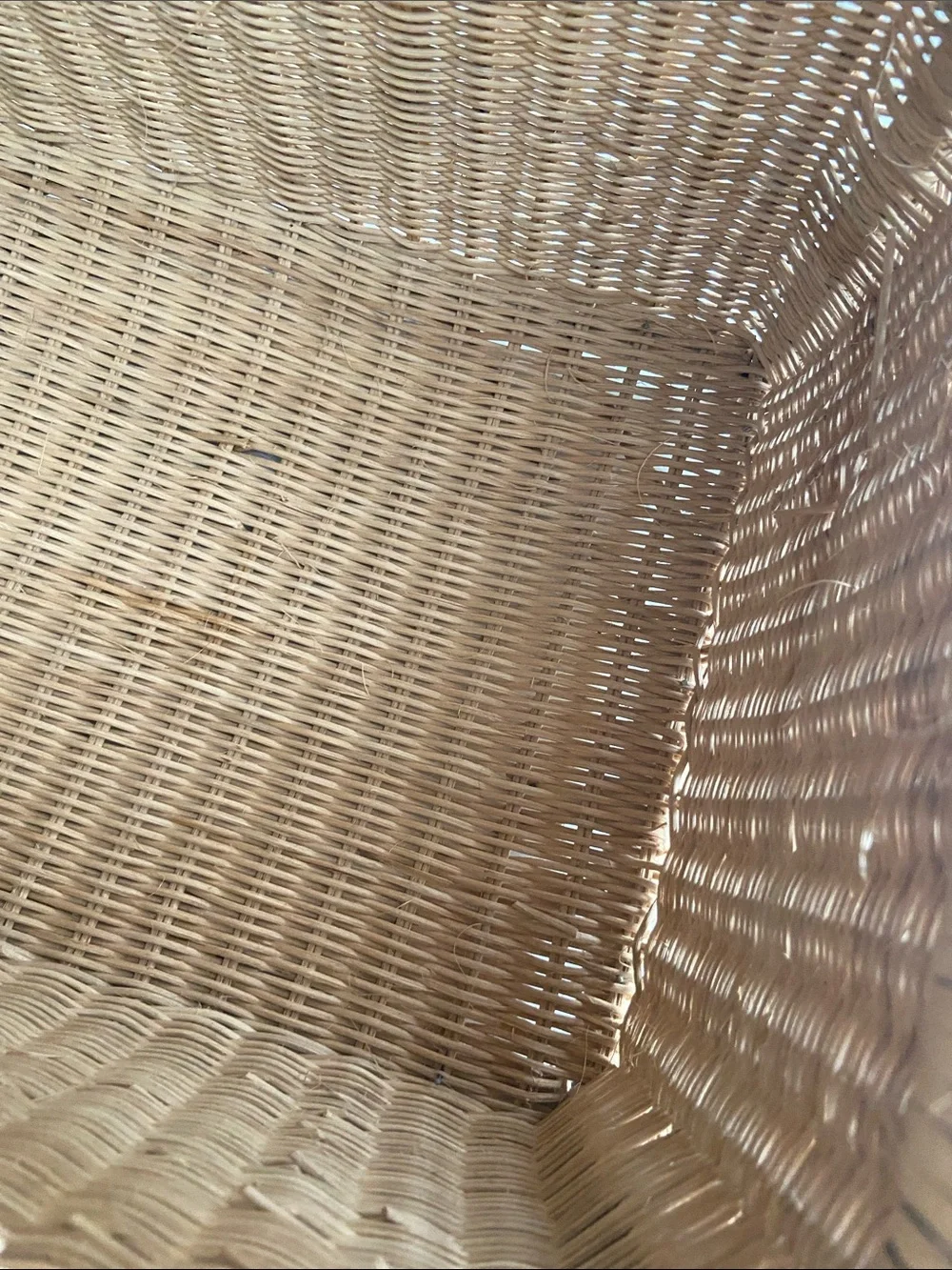 Vintage Wicker Storage Basket w Handle Boho Rattan Sewing Craft Chest